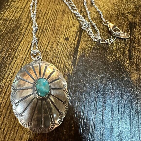 Concho Turquoise Elegance:‎ Adjustable Sterling Silver Beaded Necklace 16-18", G - Picture 12 of 12